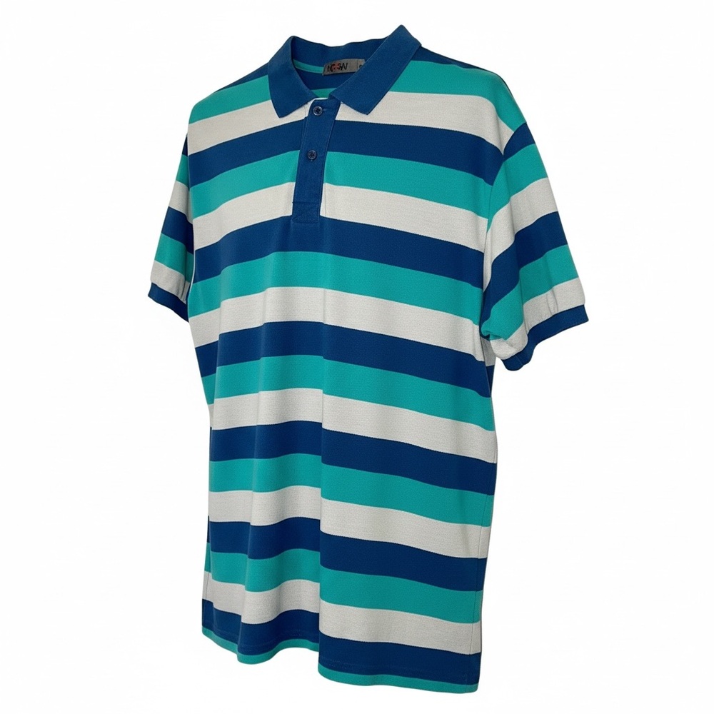 MAXWORKWEAR Polo Shirt Mens 3X Striped preppy rugby Short Sleeve MXW 3XL Grandpa - Picture 2 of 10